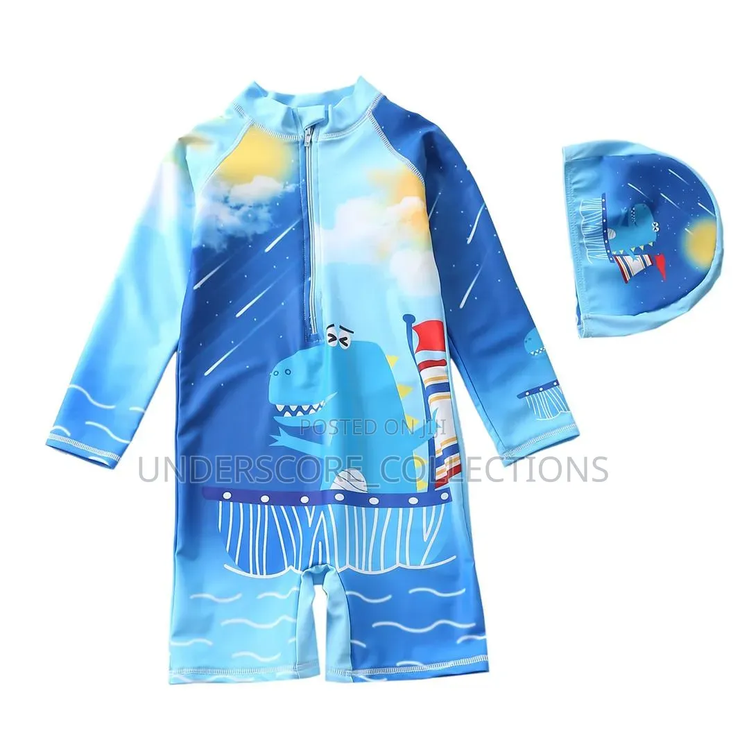 Boys Two Piece Swimming Gear-Full Gear and Hat
