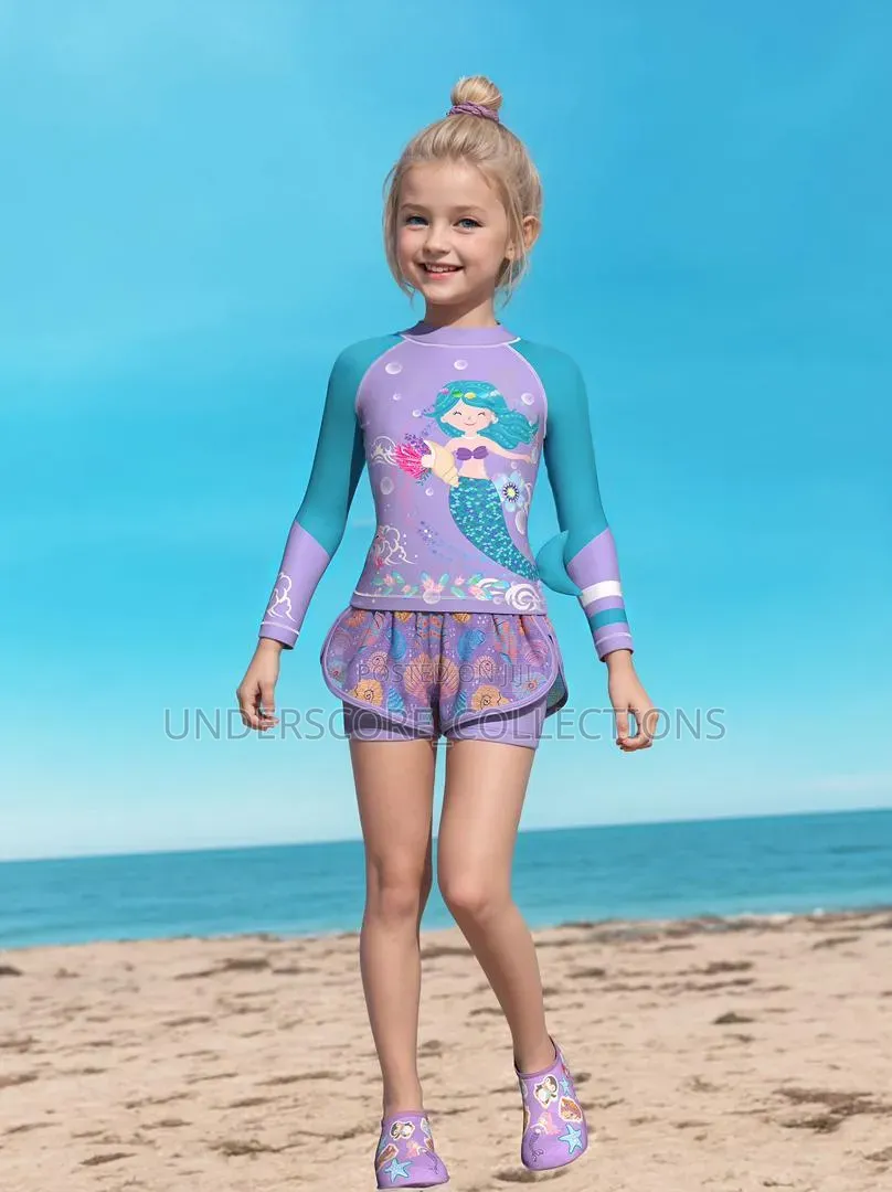 Girls Two Pieces Swimming Costume- Longsleeved Set
