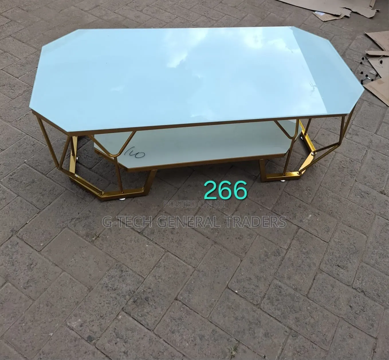 Modern Executive White/Black Top Glass Coffee Table