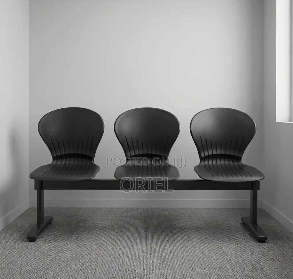 Office Bench : 3-Seater Black Plastic Bench