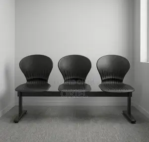 Office Bench : 3-Seater Black Plastic Bench