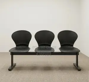 Office Bench : 3-Seater Black Plastic Bench