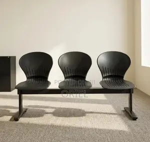 Office Bench : 3-Seater Black Plastic Bench