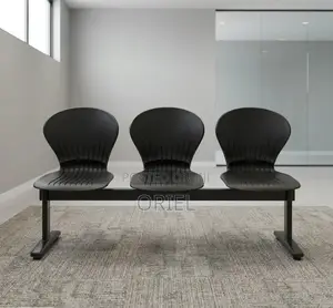 Office Bench : 3-Seater Black Plastic Bench