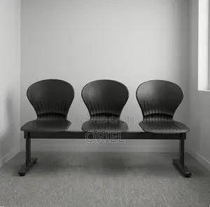 Office Bench : 3-Seater Black Plastic Bench
