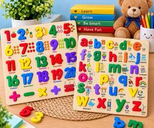 2-in-1 ABC Alphabet & Numbers Learning Puzzle Board