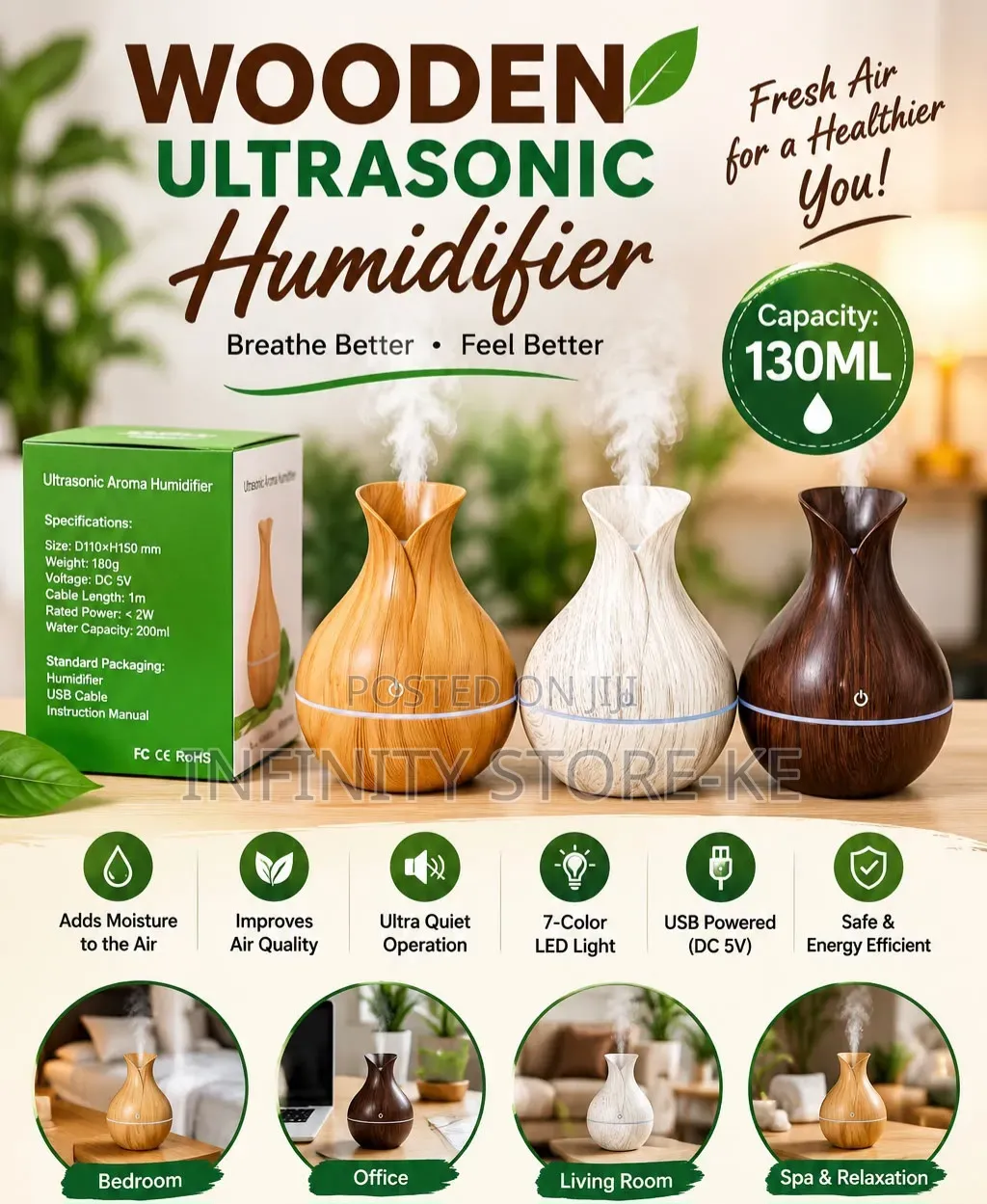 Wooden Humidifier/Diffuser 200ml