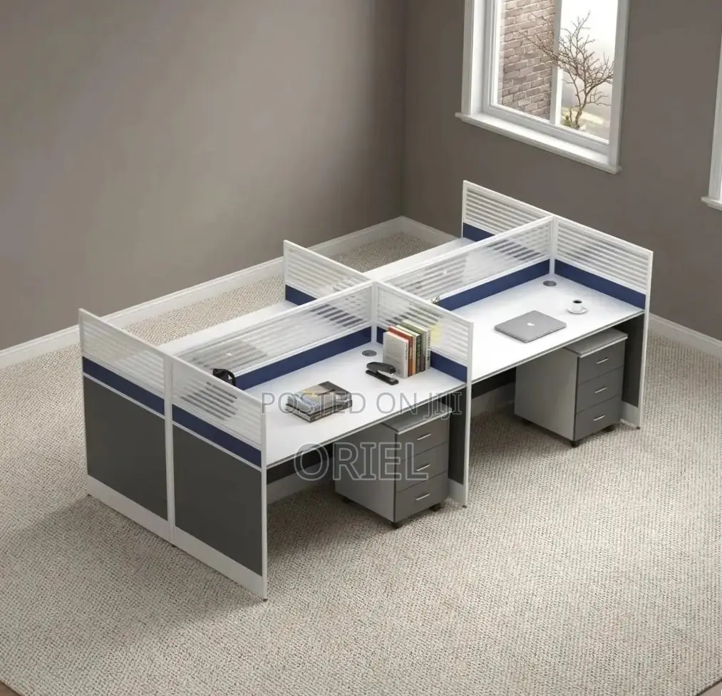 Office Workstation : 4-Seater Spacious Staff Workstation Desk
