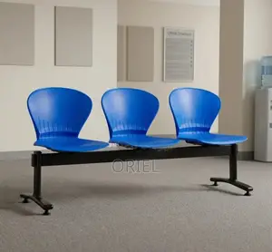 Office Bench : Blue 3-Linked Plastic Bench