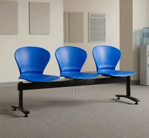 Office Bench : Blue 3-Linked Plastic Bench
