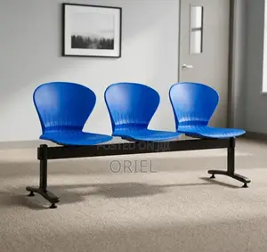 Office Bench : Blue 3-Linked Plastic Bench