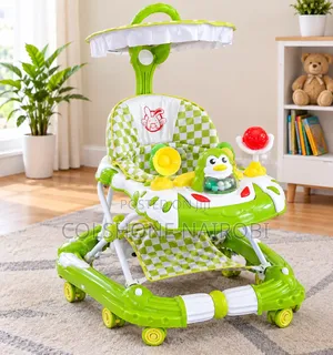 Baby Walker With Canopy, Interactive Toy Tray Adjustable Height
