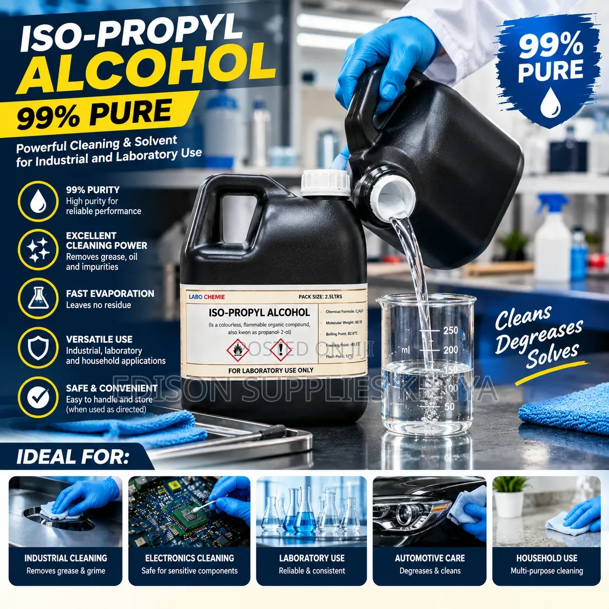 2.5L Isopropyl Alcohol 90% IPA Cleaning Rubbing Alcohol 2.5 Litres