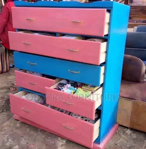 Colorful 6-Drawer Wooden Dresser / Storage Cabinet (Pink Blue)