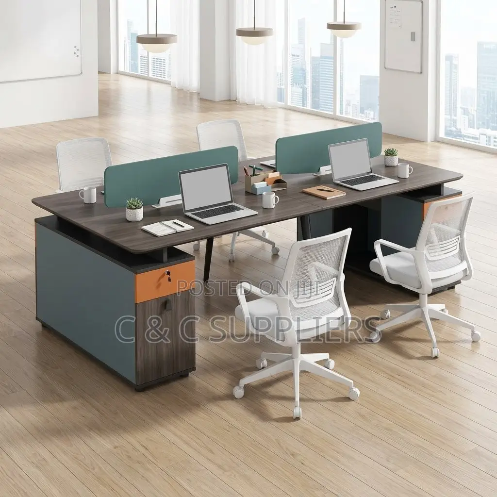 Modern 4-Seater Team Workstation Desk