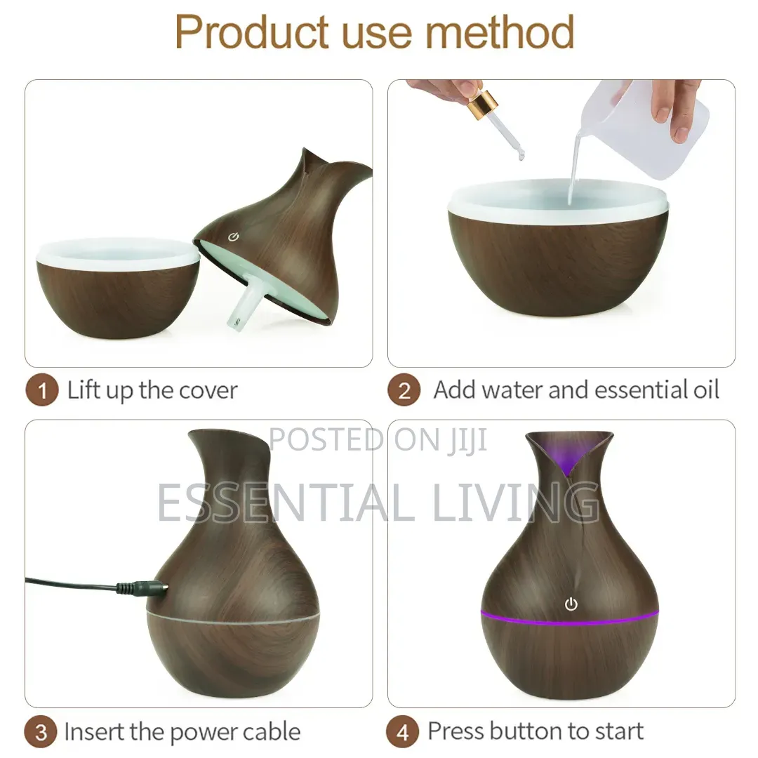 Wooden Ultrasonic Air Humidifier Aroma Diffuser 130ml