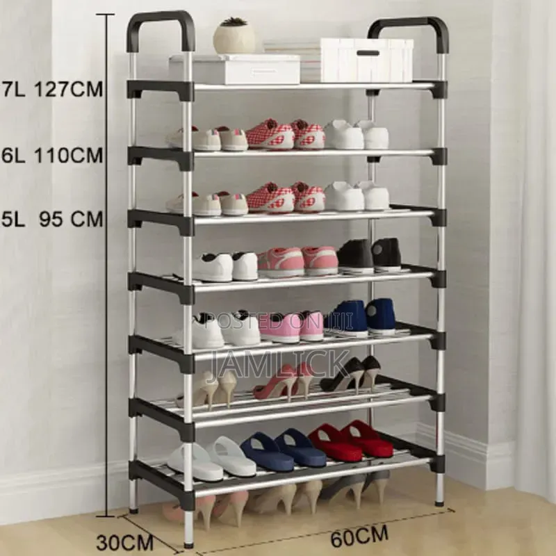 7-Layer Black Joint Shoe Rack - Pm