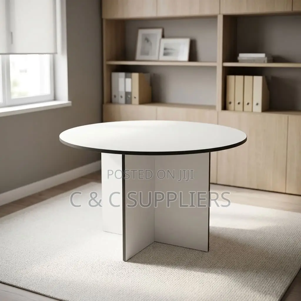 White Round Office Meeting Table-1.2m