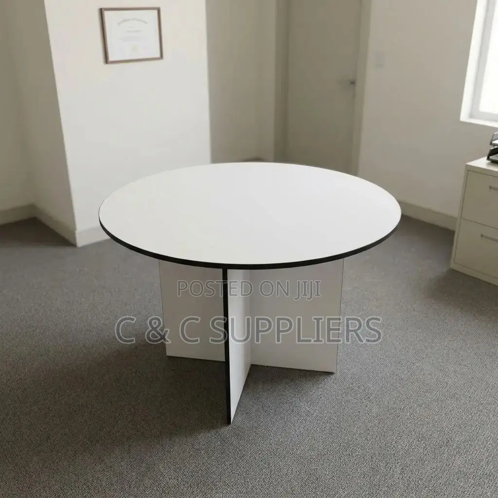 White Round Office Meeting Table-1.2m