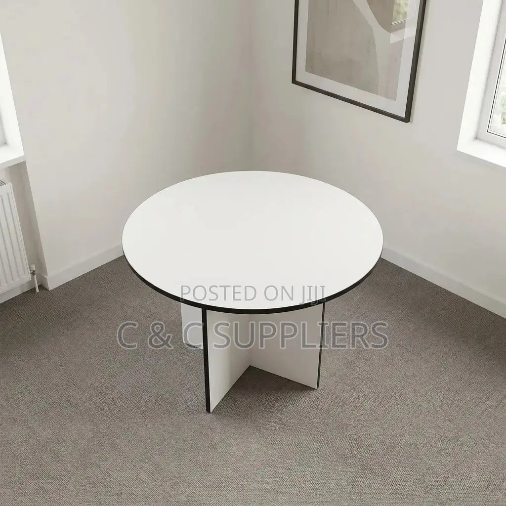 White Round Office Meeting Table-1.2m