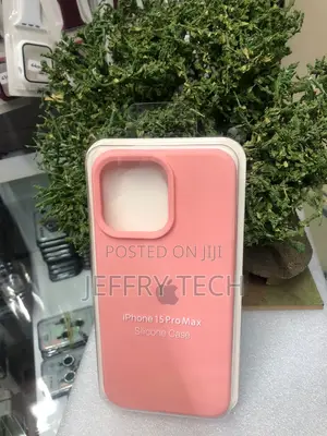 Pink Silicone Phone Case Labeled for the iPhone 15 Pro Max