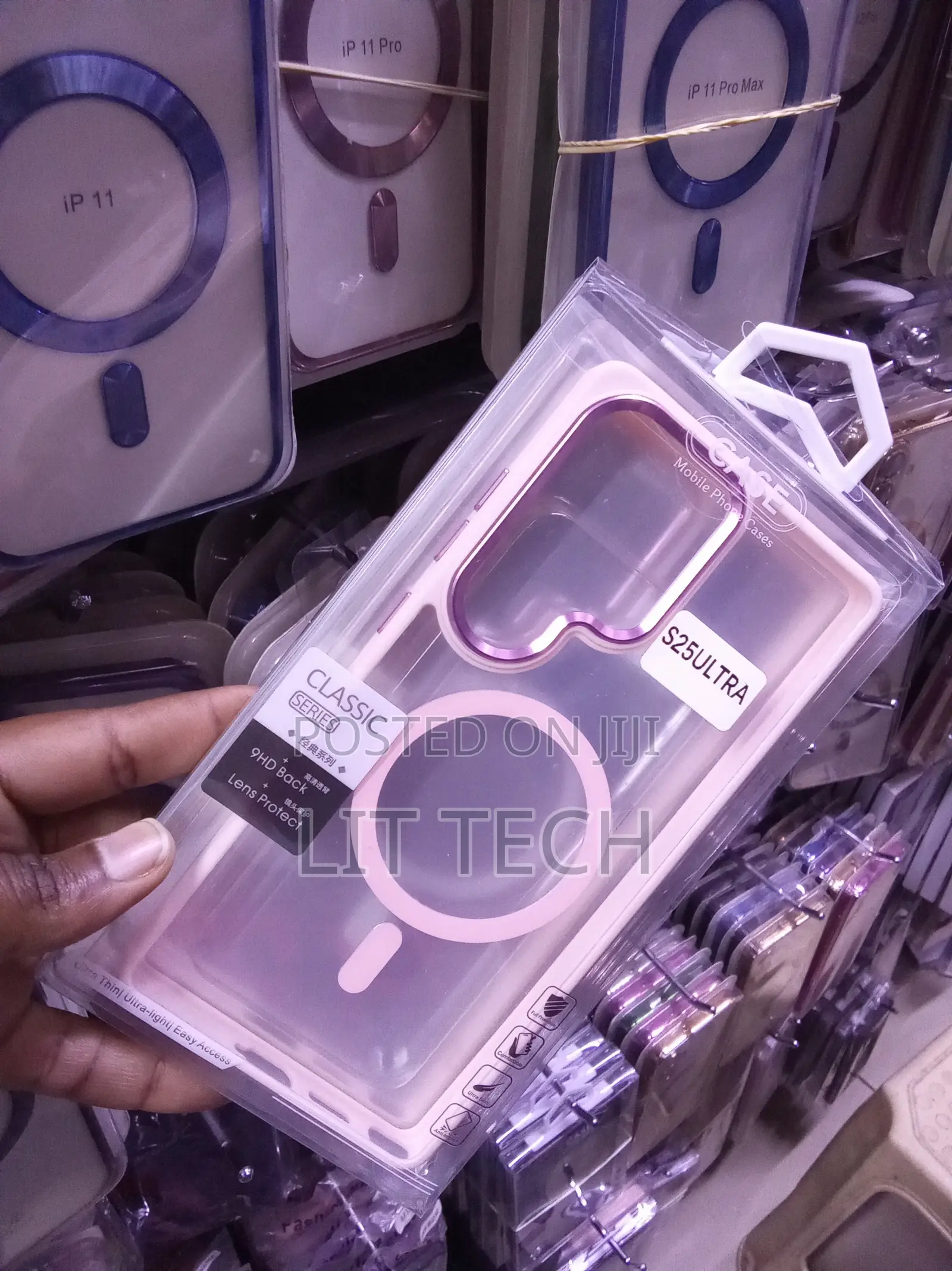 Magnetic Transparent Samsung Galaxy S25 Ultra Case With Pink Boarders