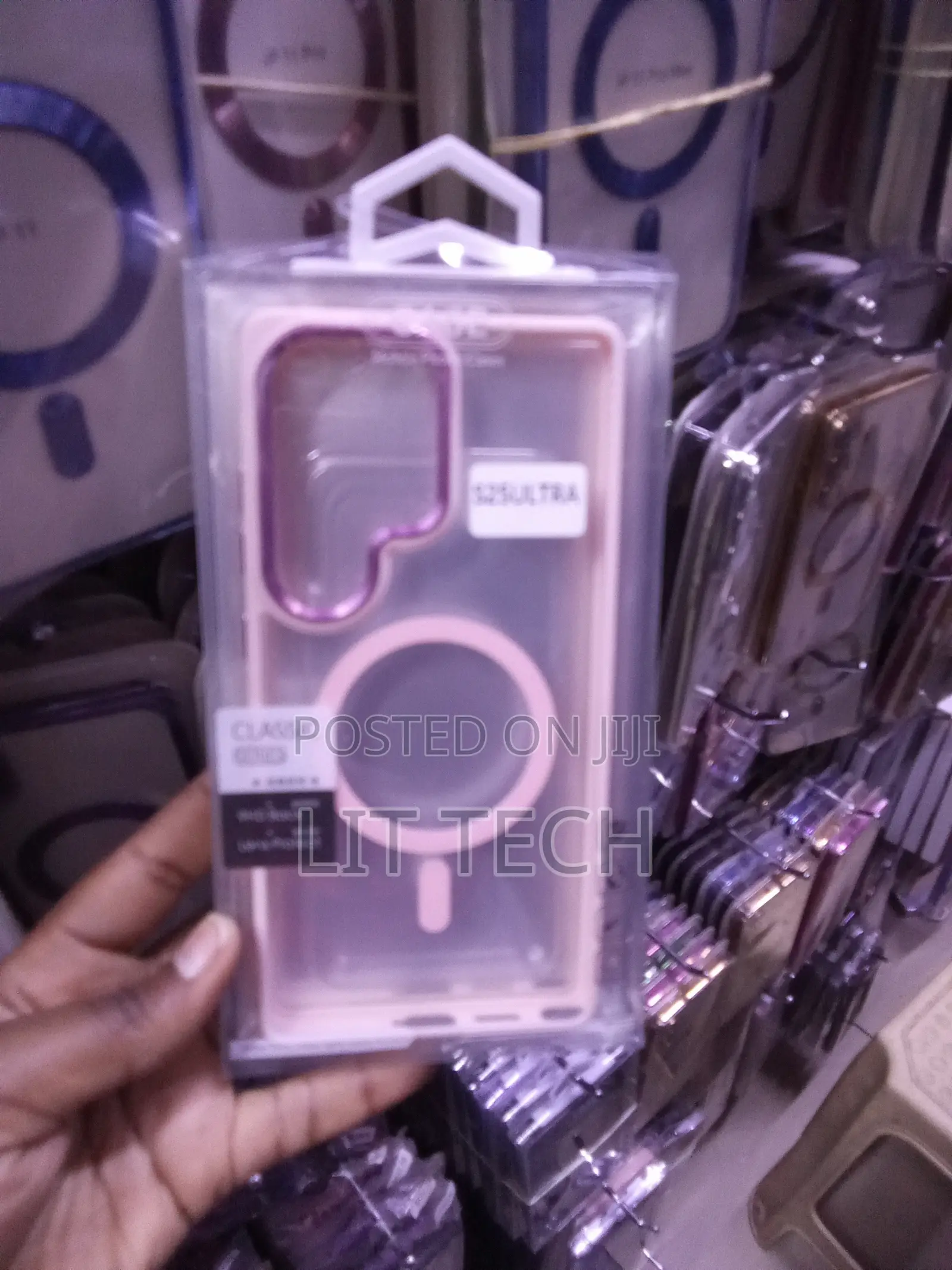 Magnetic Transparent Samsung Galaxy S25 Ultra Case With Pink Boarders