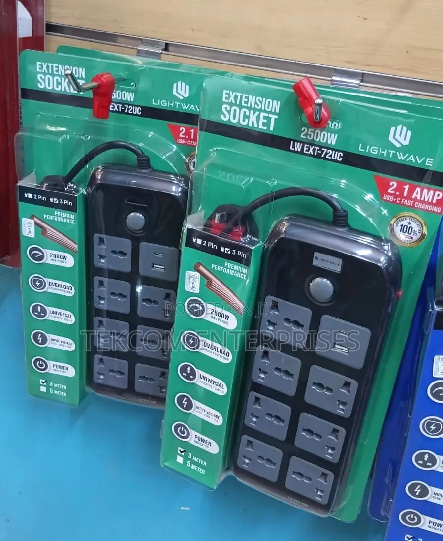 Lightwave Extension 7-Way Socket With 1 USB + 1 Type-C Ports (2.1A)