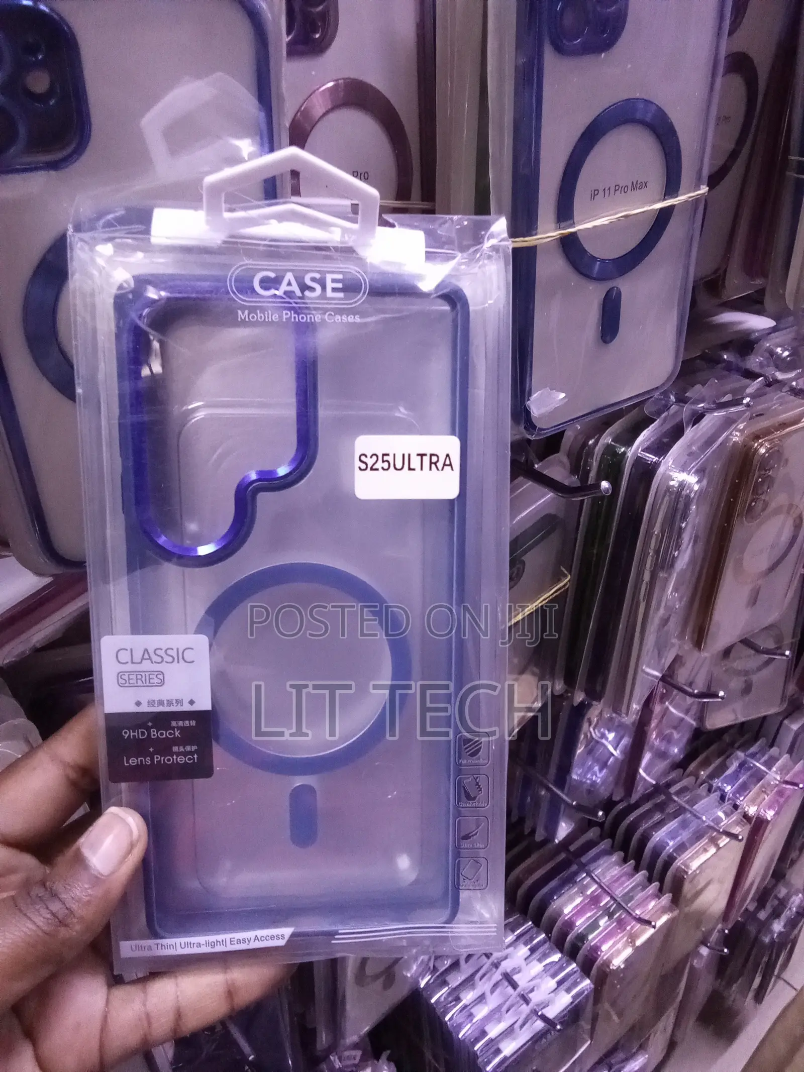 Magsafe Transparent Samsung Galaxy S25 Ultra Case With Blue Boarders