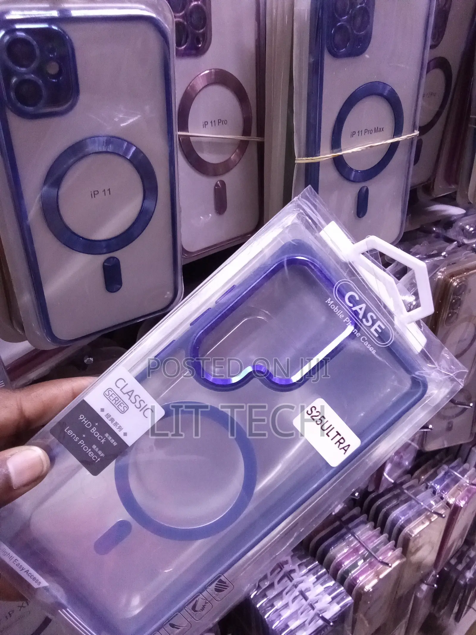 Magsafe Transparent Samsung Galaxy S25 Ultra Case With Blue Boarders