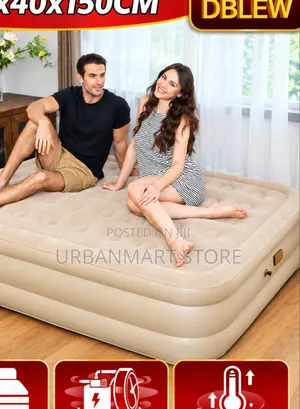 Queen Size 5x6 Double Height Inflatable Mattress, Air Pump , Pillows