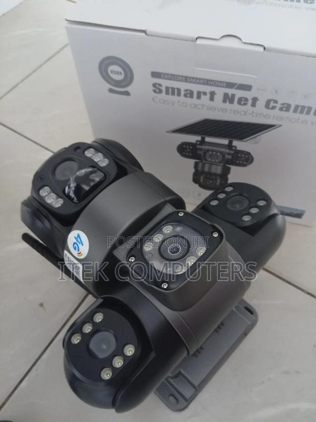 Triple Lens 4G SIM Outdoor Security Camera With Solar Panel Support - main view