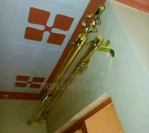 Gold 2m Double Curtain Rod Complete Set/Adjustable