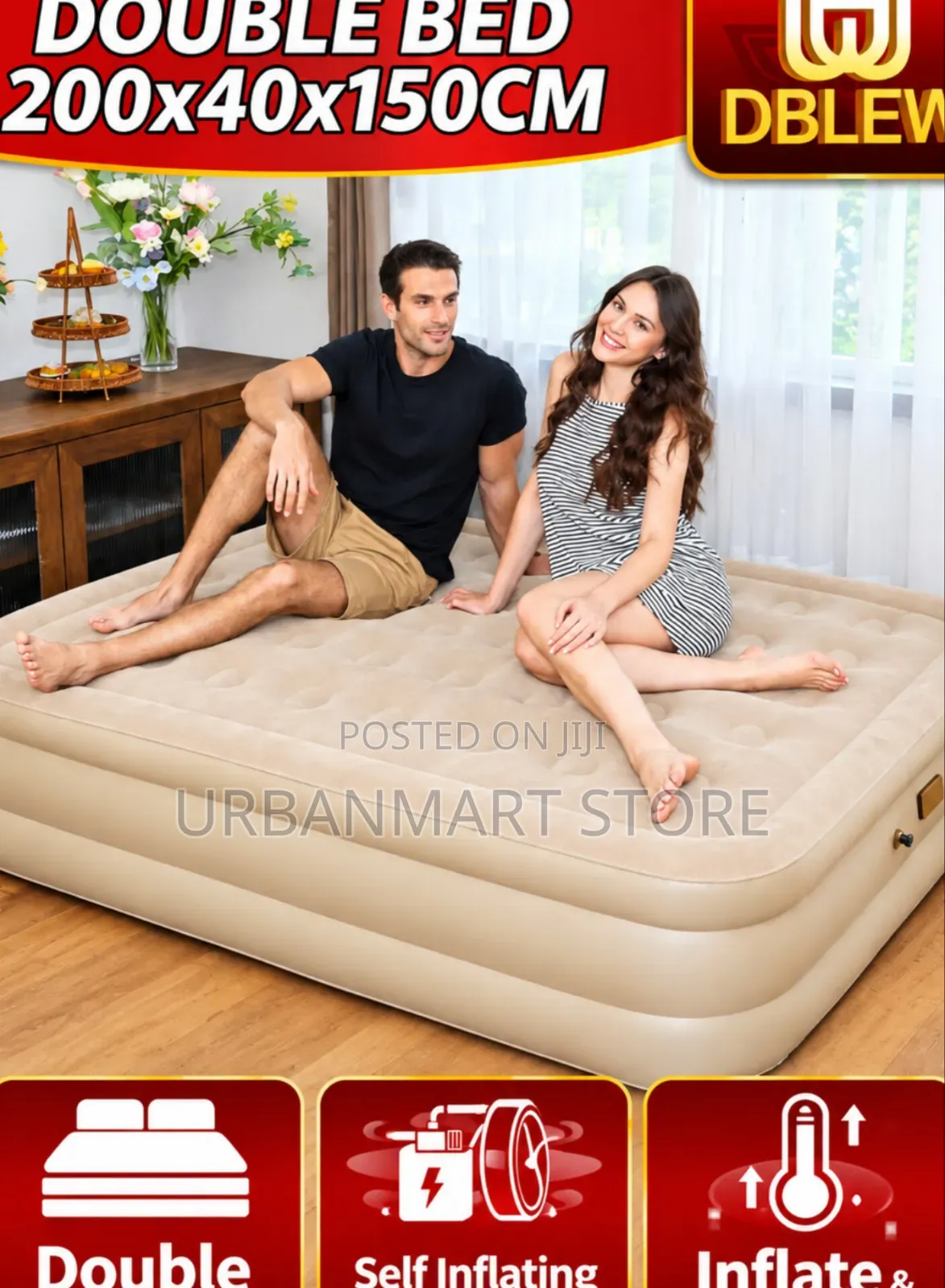 5x6 Queen Inflatable Air Mattress With Electric Pump
