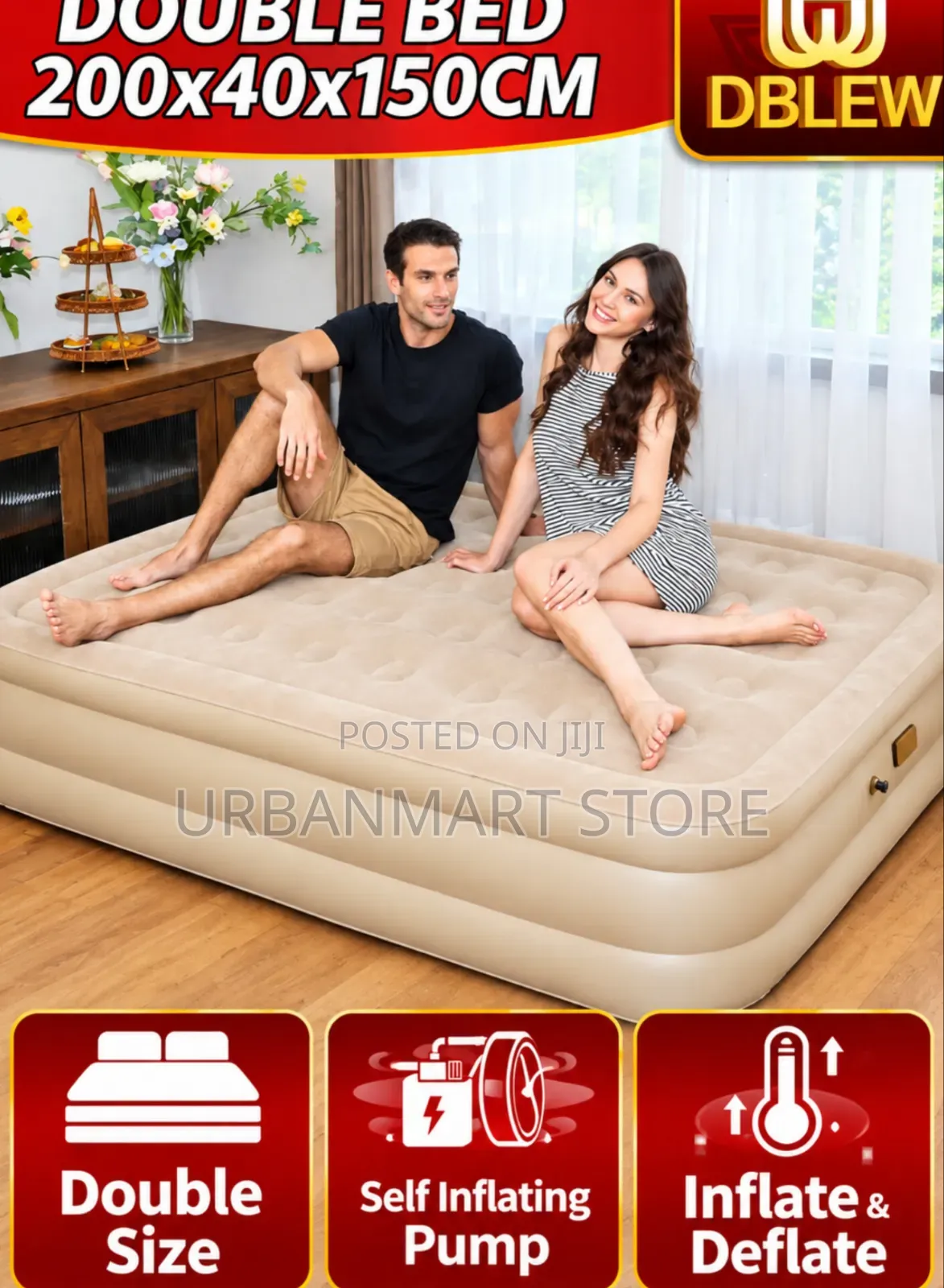 5x6 Queen Inflatable Air Mattress With Electric Pump