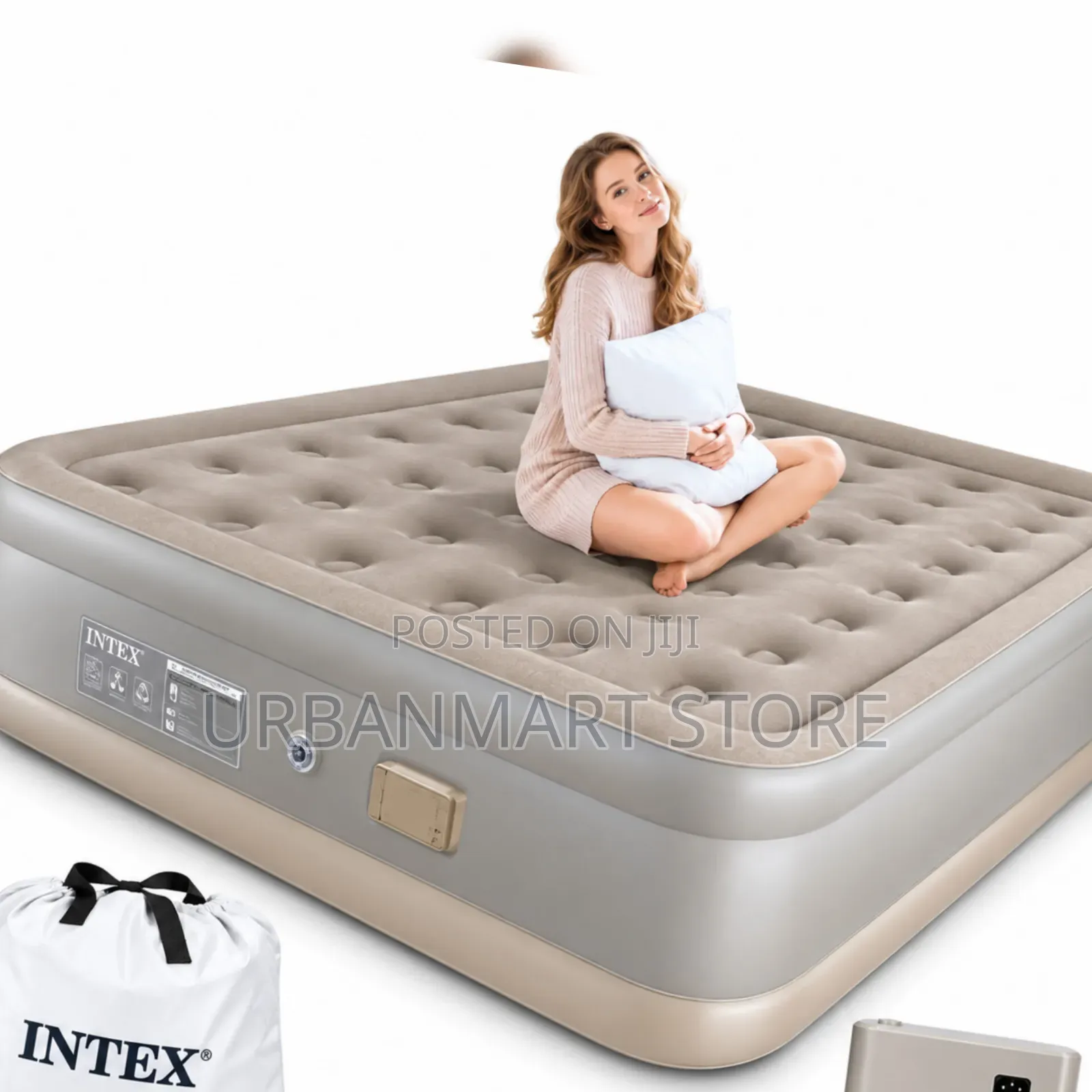 5x6 Camping Inflatable Mattress With Built in Pump, 2 Pillows