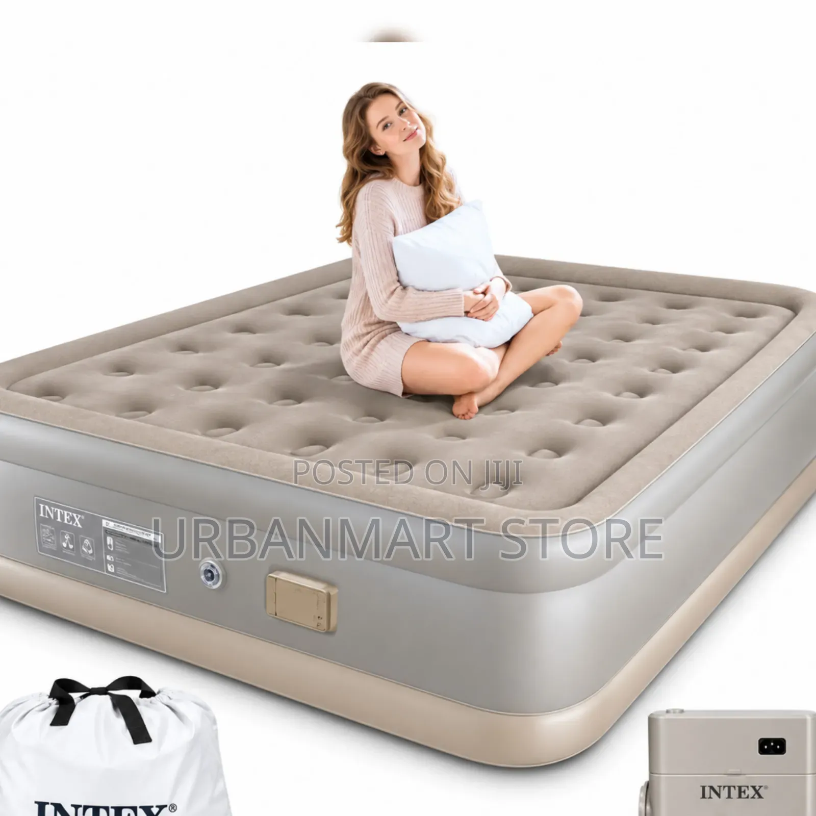 5x6 Camping Inflatable Mattress With Built in Pump, 2 Pillows