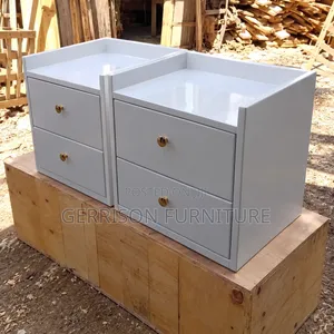 Modern White Bedside Lockers With 2 Drawers (Pair)