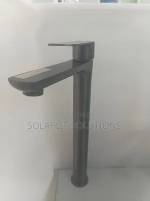 Modern Tall Gunmetal Grey Vessel Sink Basin Mixer Tap