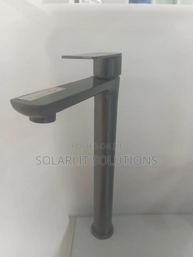 Modern Tall Gunmetal Grey Vessel Sink Basin Mixer Tap