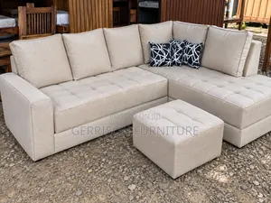 Modern 4-Seater L-Shaped Sofa With Matching Ottoman