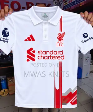 Liverpool Football Jersey White Short Sleeve Men's Sports Shirt