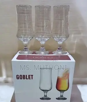6 PCs 380 Ml Red Cherry Tulip Goblet Set