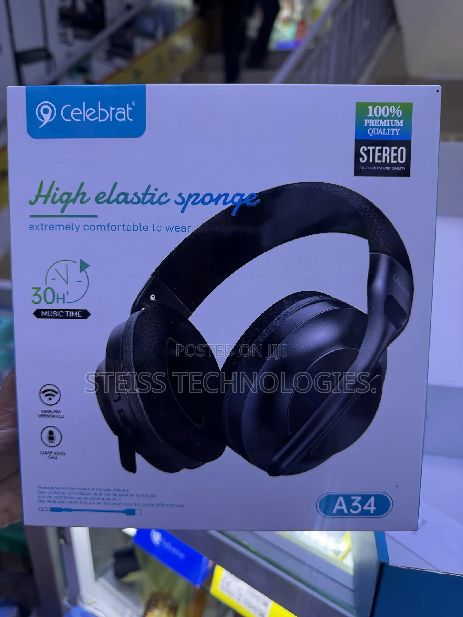 Celebrat A34 Wireless Headphones With Microphone