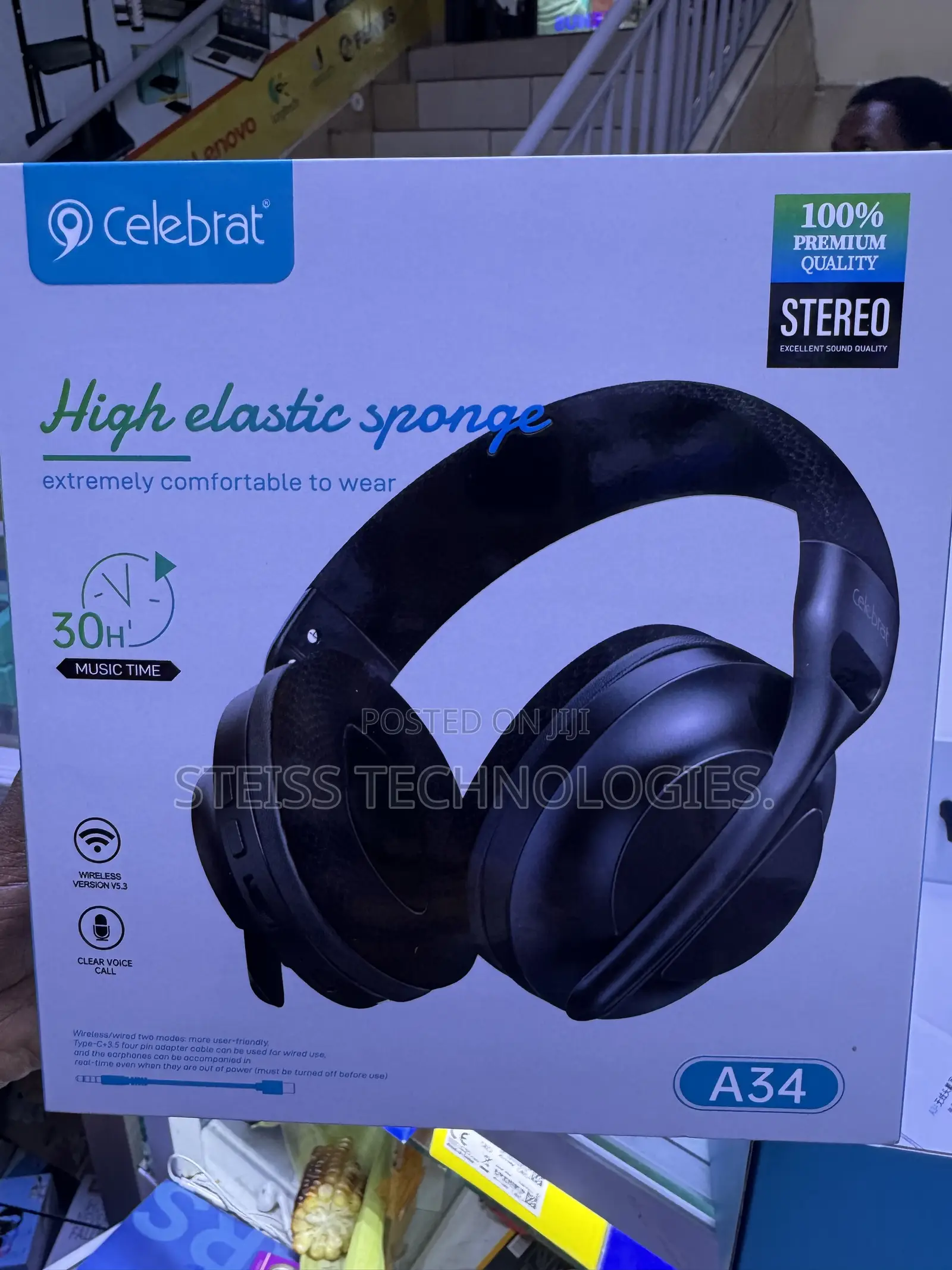Celebrat A34 Wireless Headphones With Microphone
