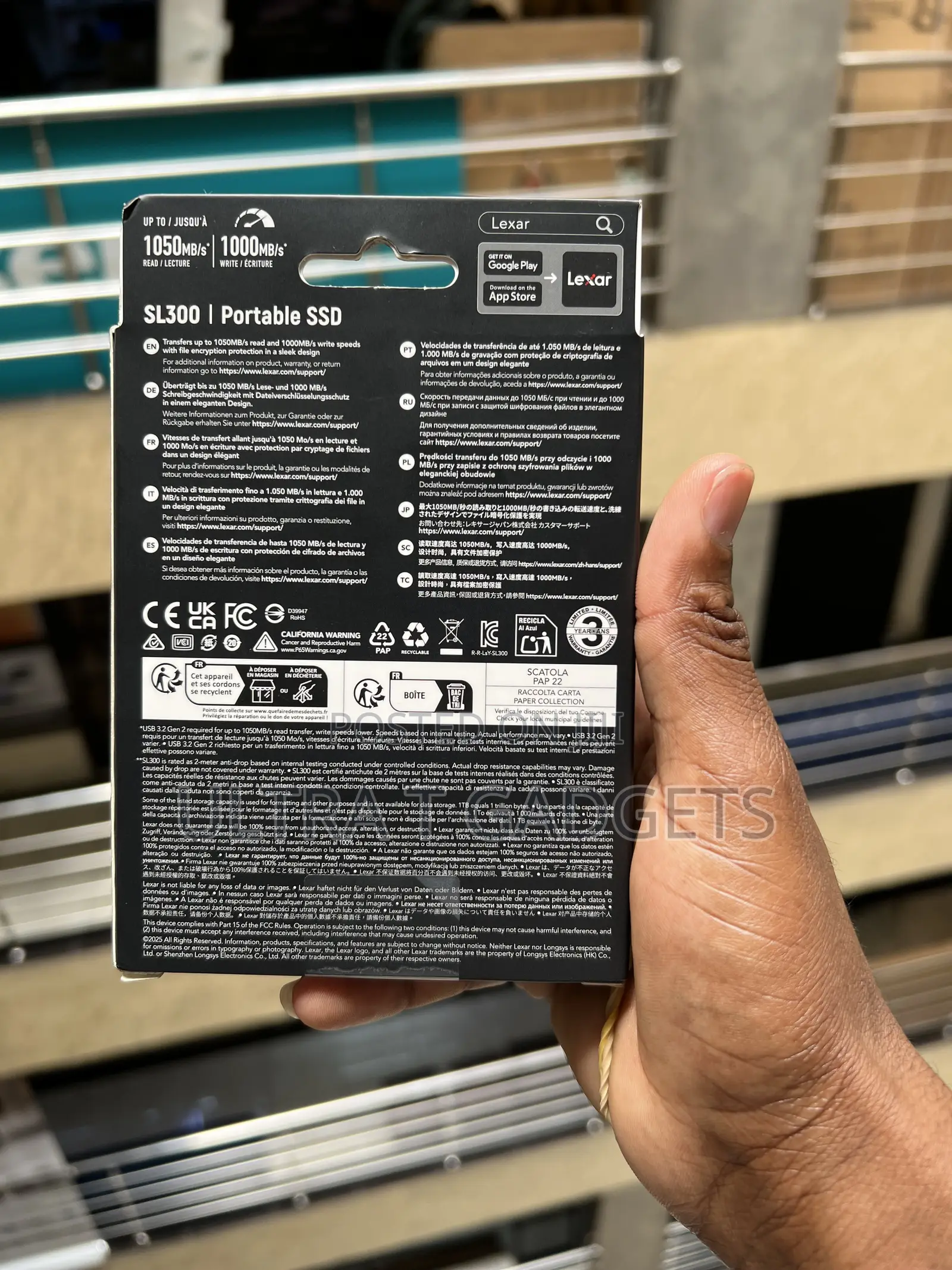 Lexar SL300 2TB Portable SSD – USB 3.2 Gen 2 – 1050mb/S