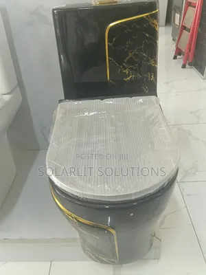 Frencla Luxury Black Gold Marble One-Piece Toilet