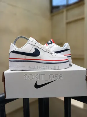 White Nike Air Force 1 LV8 1 (GS) "Ribbon White Blue" Sneakers