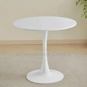 Modern White Round Tulip Dining Table With Minimalist Pedestal Base