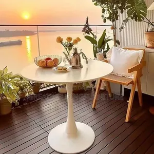 White Modern Round Dining tableTulip With Minimalist Pedestal Base